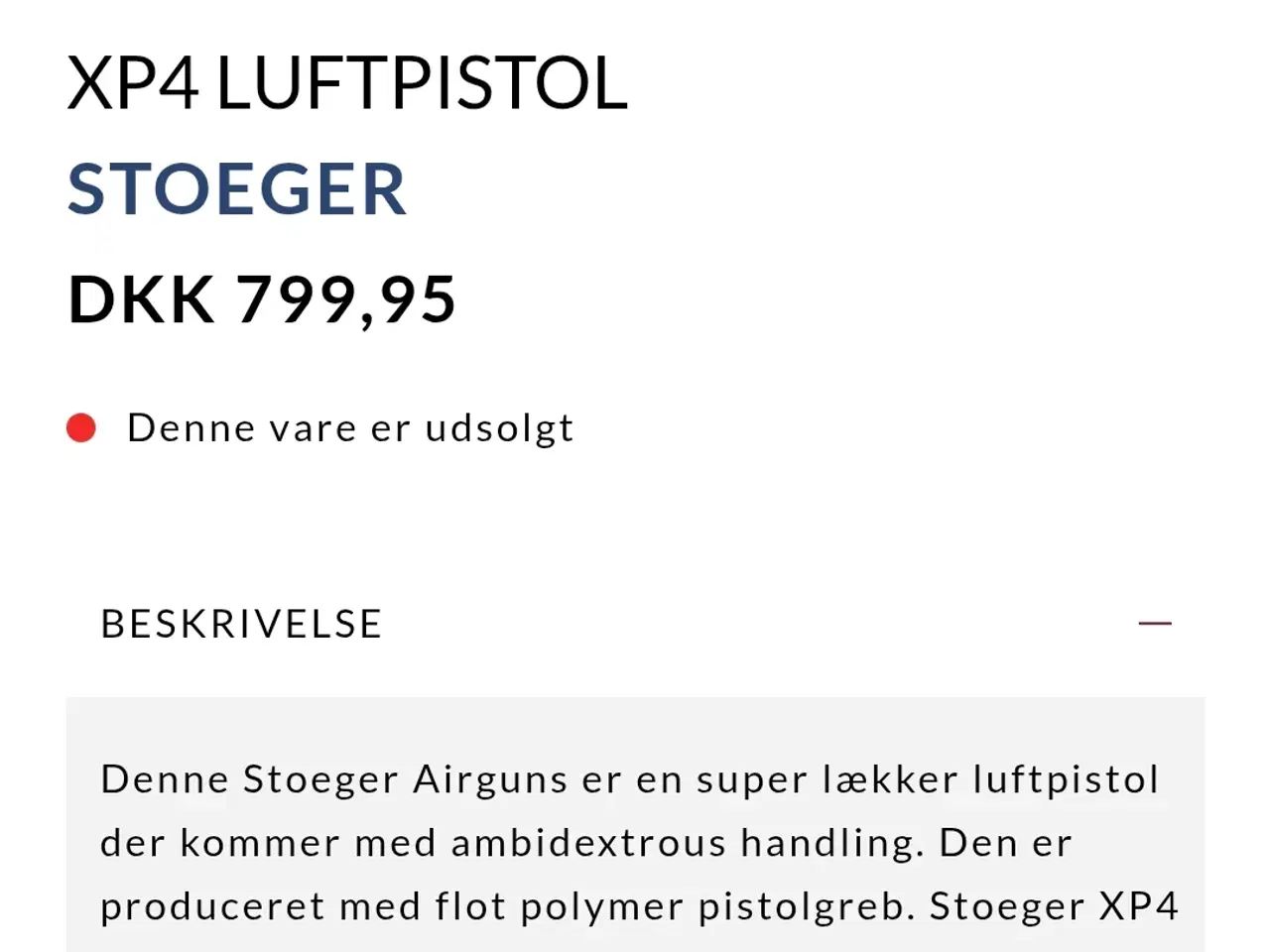 Billede 5 - STOEGER XP4 gas-ram /pneumatisk luftpistol som ny.