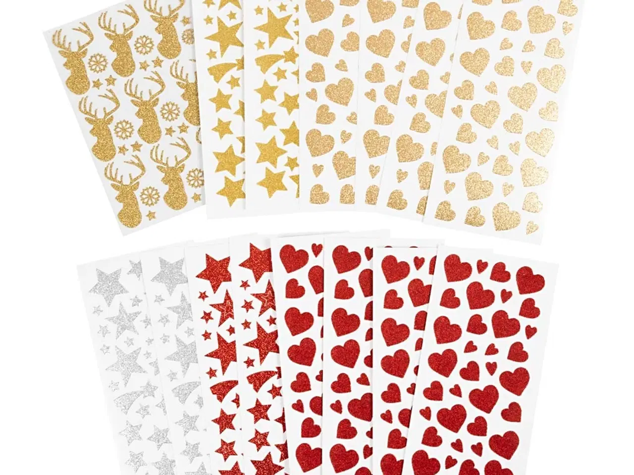 Billede 1 - Glitterstickers, ark 10x24+12x18,5 cm, 8ark/ 1 pk.