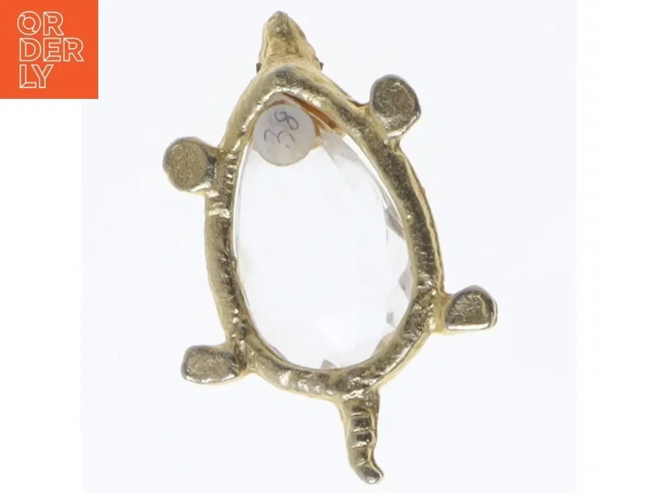 Billede 3 - Broche skildpadde med krystalglas (str. 6,5 cm)