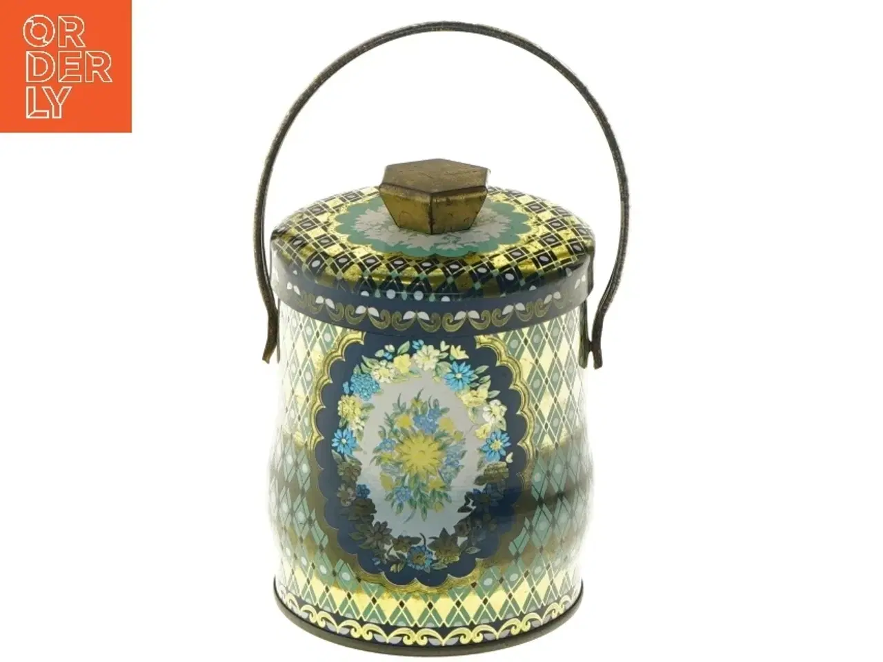 Billede 1 - Antik blik dåse med låg (str. Ø 9 cm længde 11 cm)