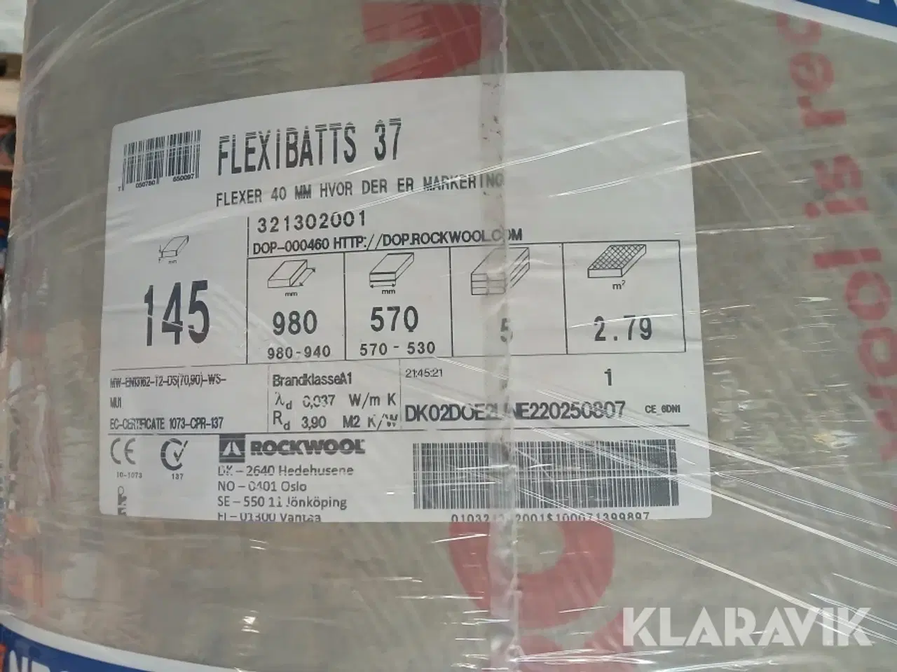 Billede 3 - Rockwool 145mm 69,75m2 Rockwool flexi lambda 37