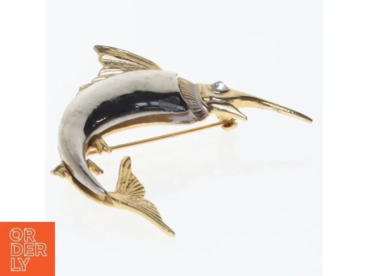 Billede 3 - Guldfarvet marlin fisk broche (str. 5 komma 5 x 5 cm)