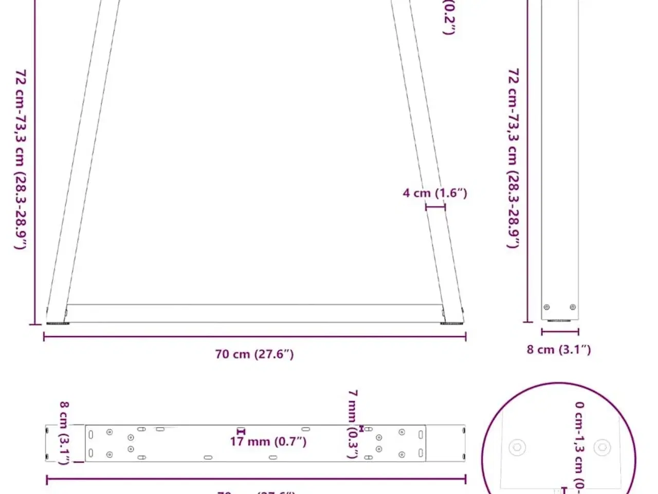 Billede 10 - Spisebordsben V-formet 2 stk. sort 70 x (72-73,3) cm stål