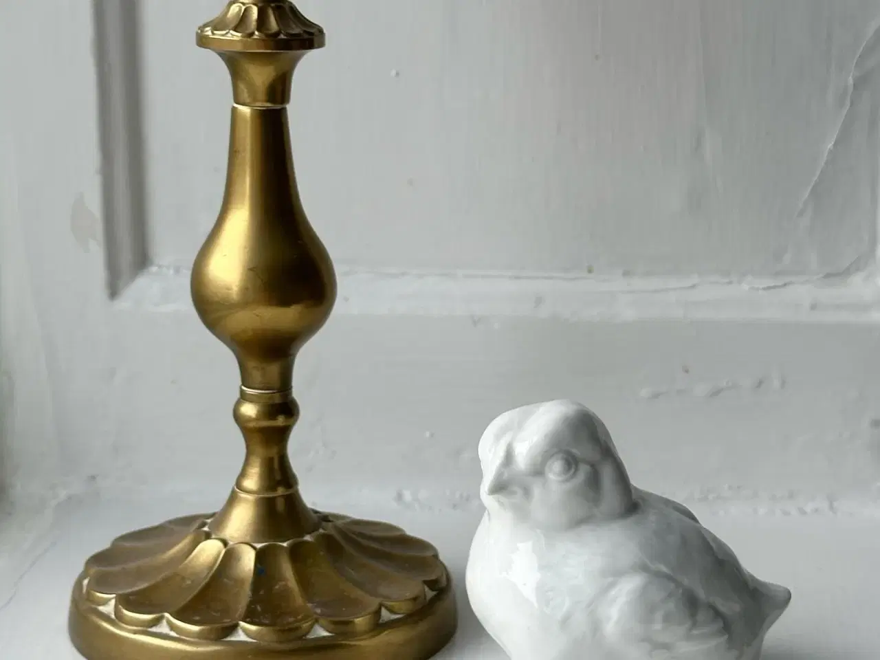 Billede 1 - Fugl, porcelæn, kylling, hvid glasur