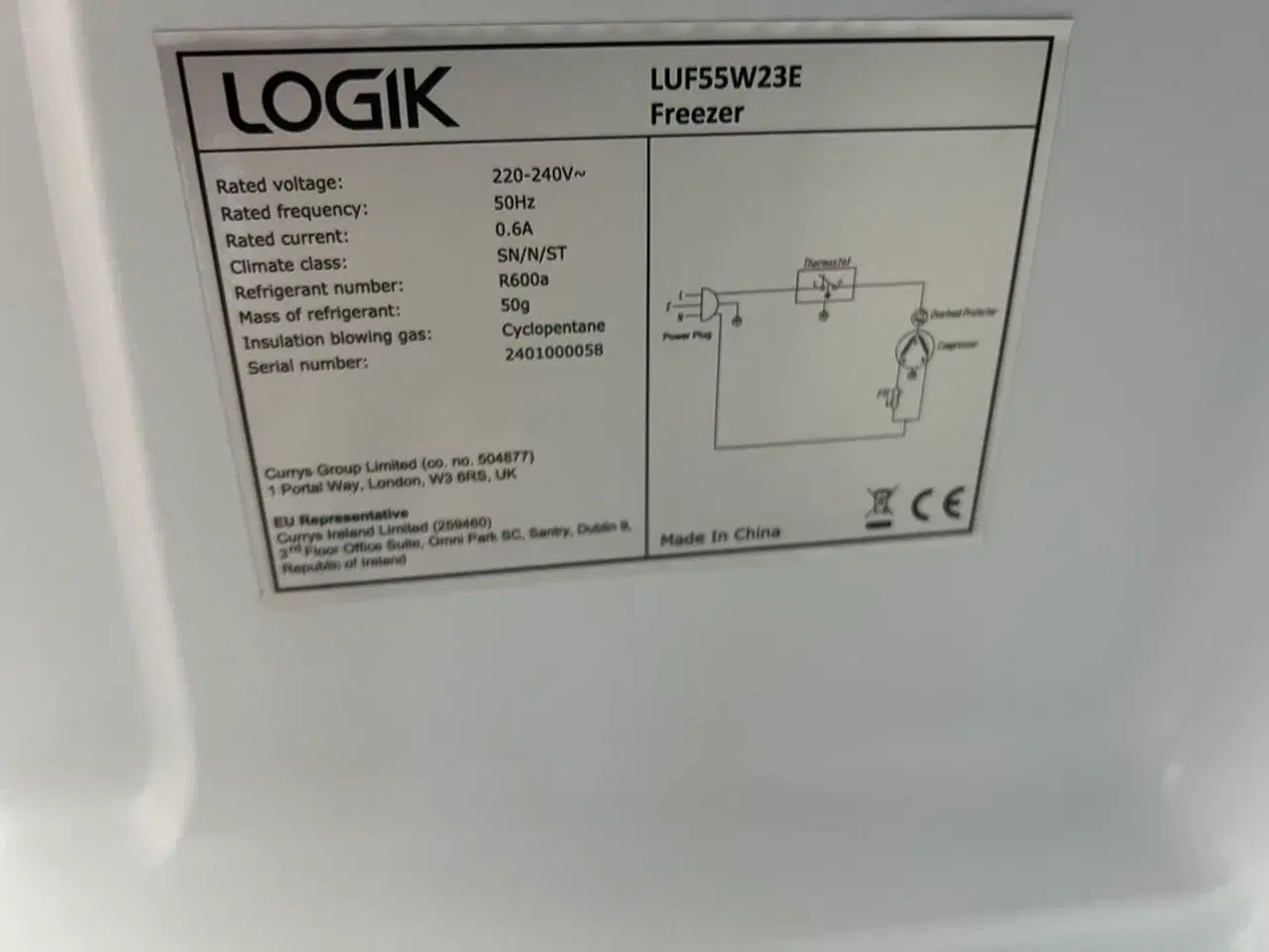Billede 2 - Fryseskab LOGIK LUF55W23E