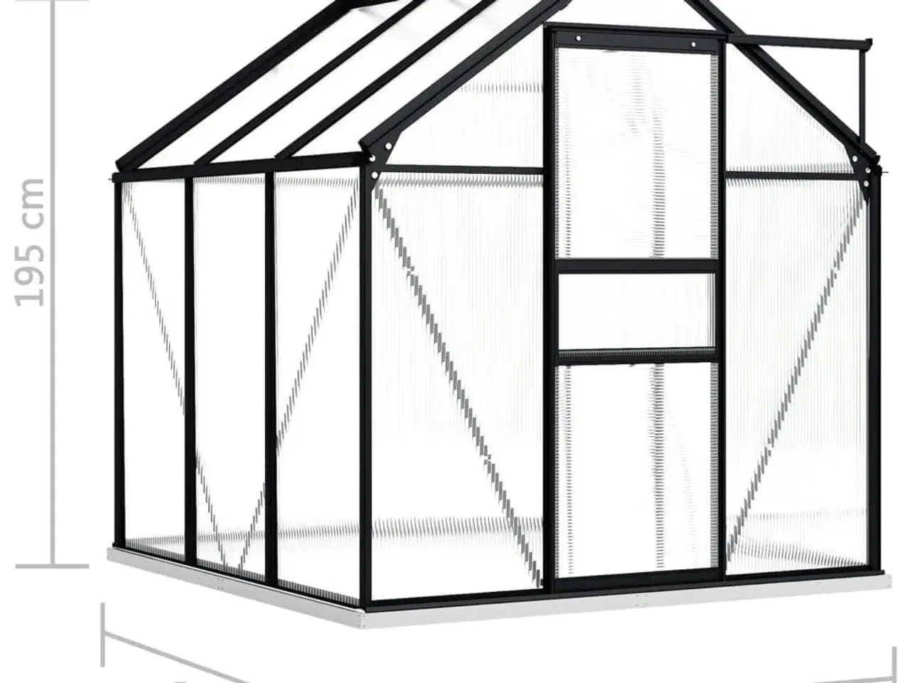 Billede 6 - Drivhus med fundamentramme 3,61 m² aluminium antracitgrå