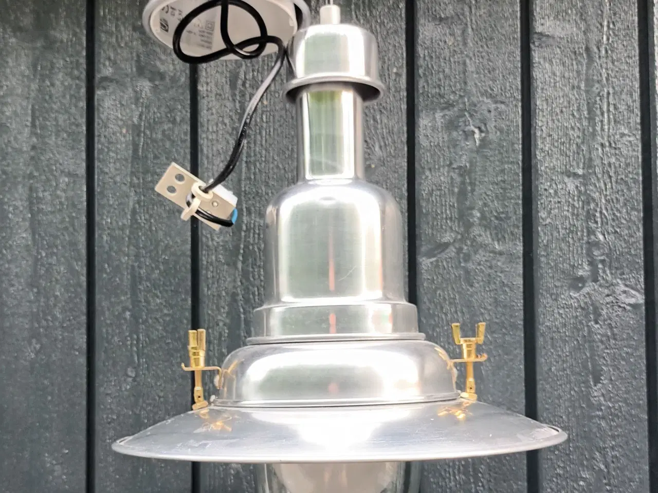 Billede 3 - Lampe i stål med mundblæst glas