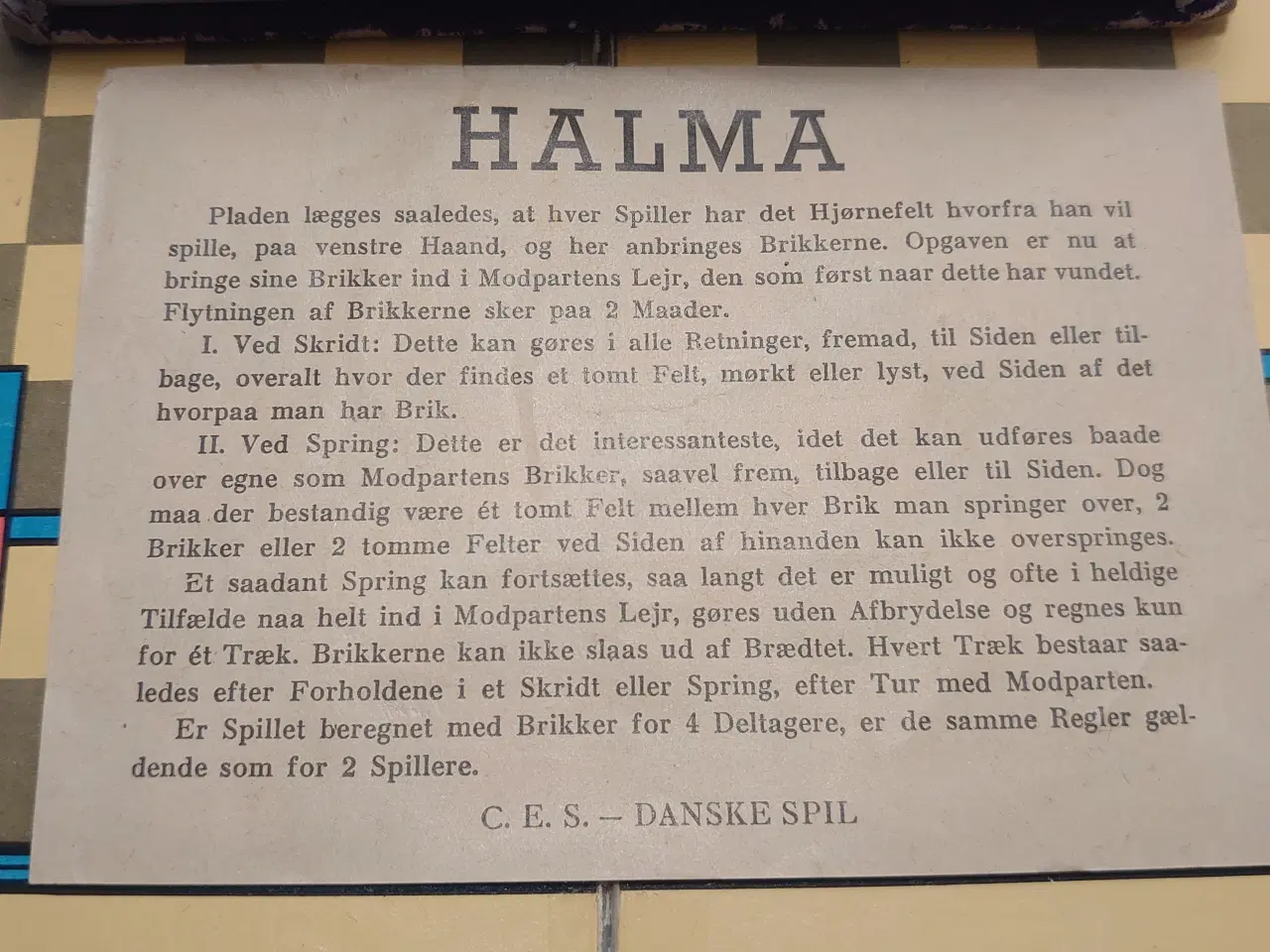 Billede 4 - Halma brætspil. C.E.S.-Danske Spil nr1107. Ca 1940