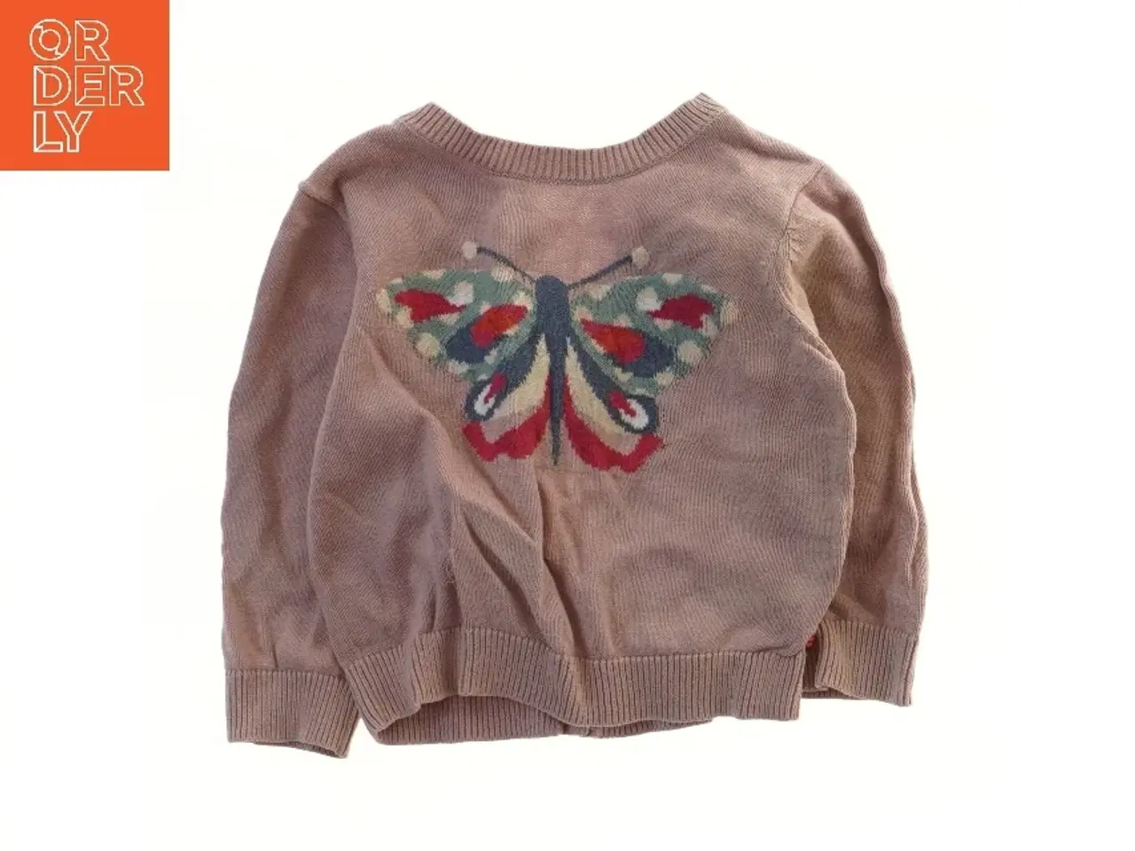 Billede 2 - Brun cardigan med sommerfugl motiv (str. 68)