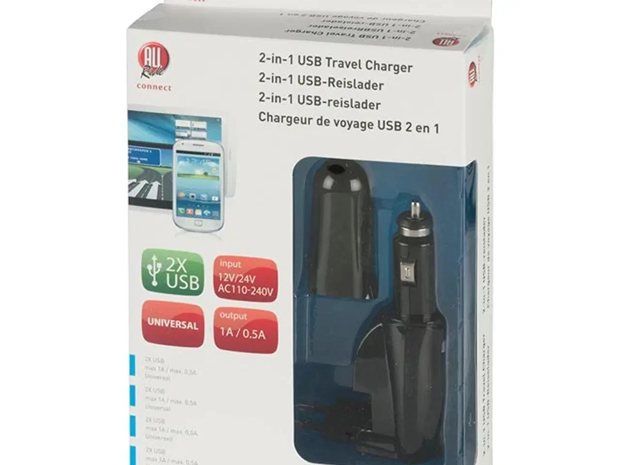 Billede 1 - Rejseoplader USBx2