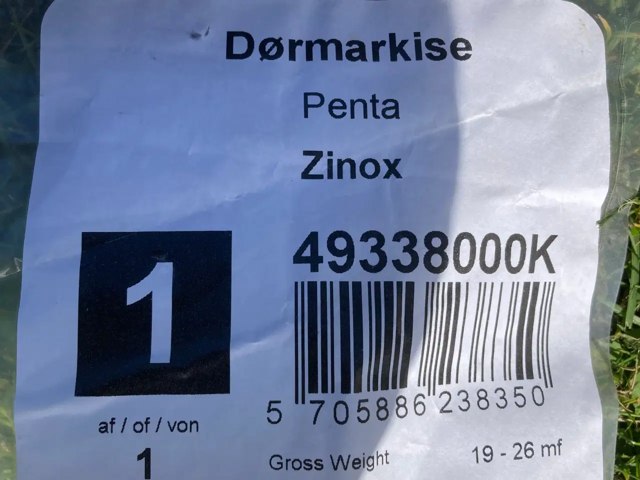 Billede 2 - Dørmarkise Penta Zinox (incl stænger)