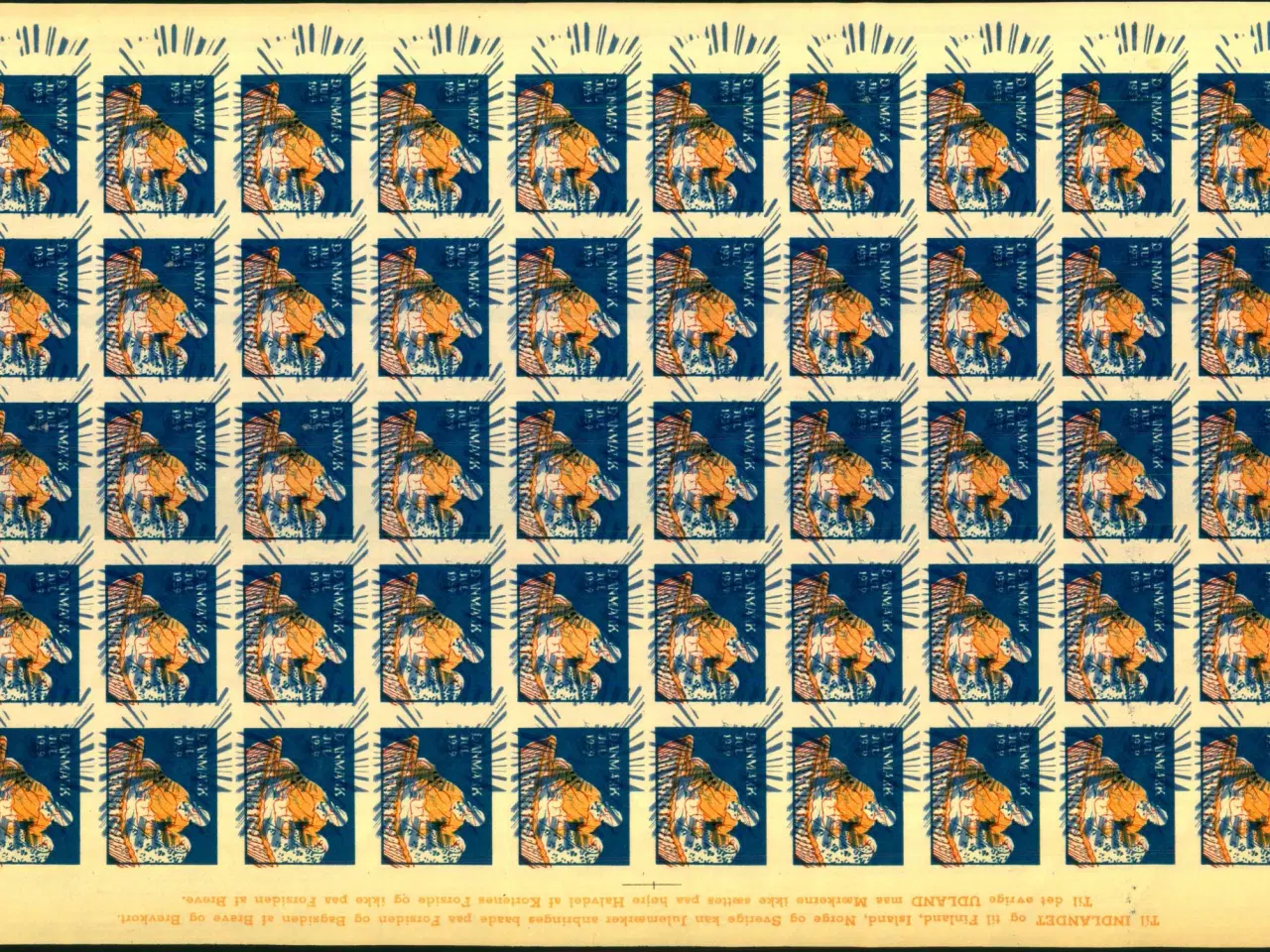 Billede 1 - Danmark julemærkeark 1939 - Frejovertryk - UTAKKET