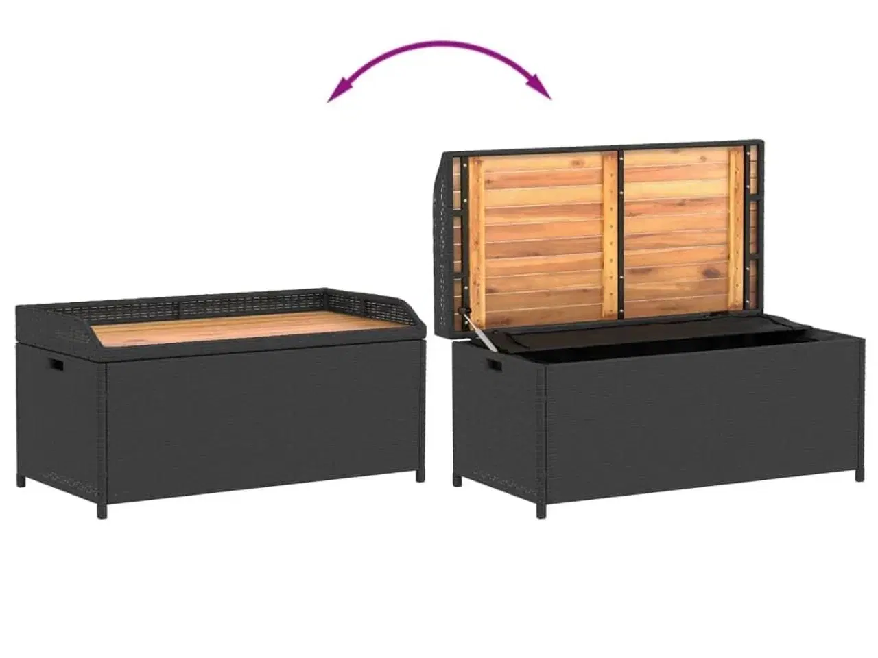 Billede 7 - Opbevaringsbænk 100x50x52 cm polyrattan og akacietræ sort