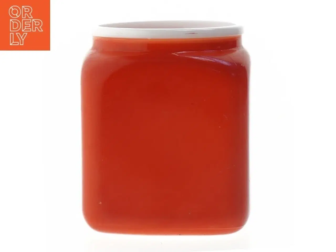 Billede 3 - Rød porcelæn beholder med låg (str. 15x9x9 cm)