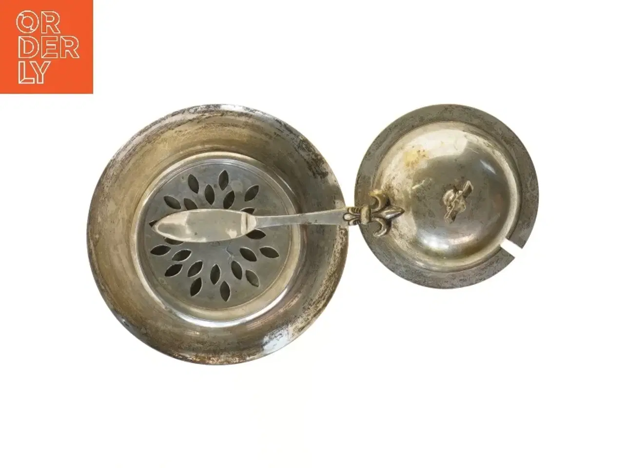Billede 2 - Sølvplet fleur de lis Kaviar serveringssæt med låg (str. 11 cm)
