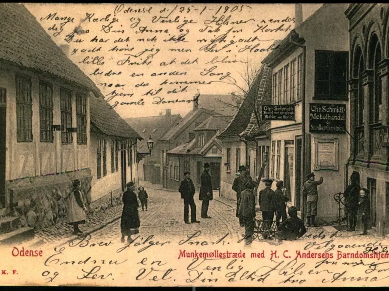 Billede 1 - Odense - Munkemøllestræde med H.C. Andersens Barndomshjem - W.K.F. u/n - Brugt