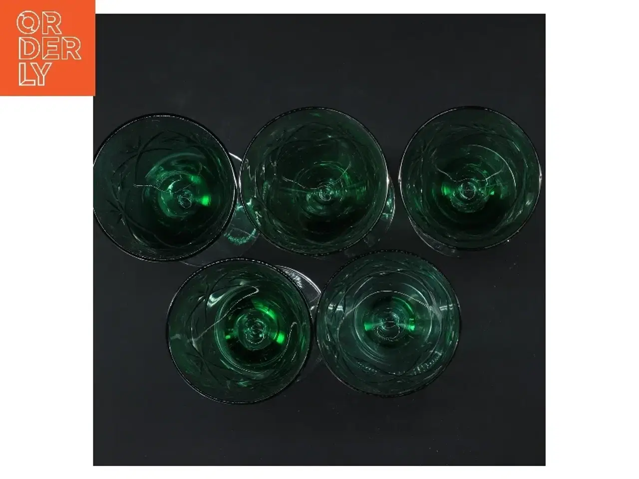 Billede 3 - Grønne Ulla vinglas, 5 stk (str. 5 stk Ø 6,5 cm længde 15 cm)