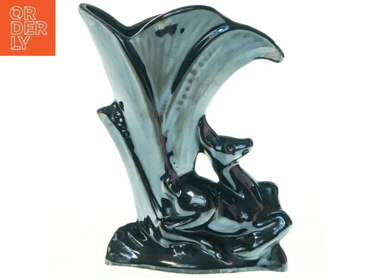 Billede 2 - Italiensk Keramik Vase med Hjorte figur (str. 21 cm)