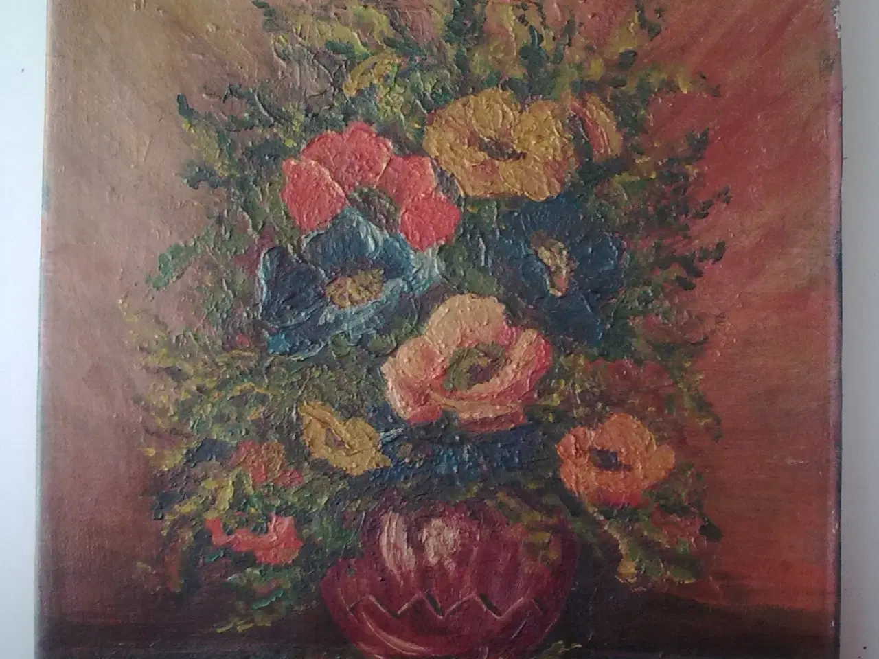 Billede 4 - MØRKT lille blomster maleri gammelt