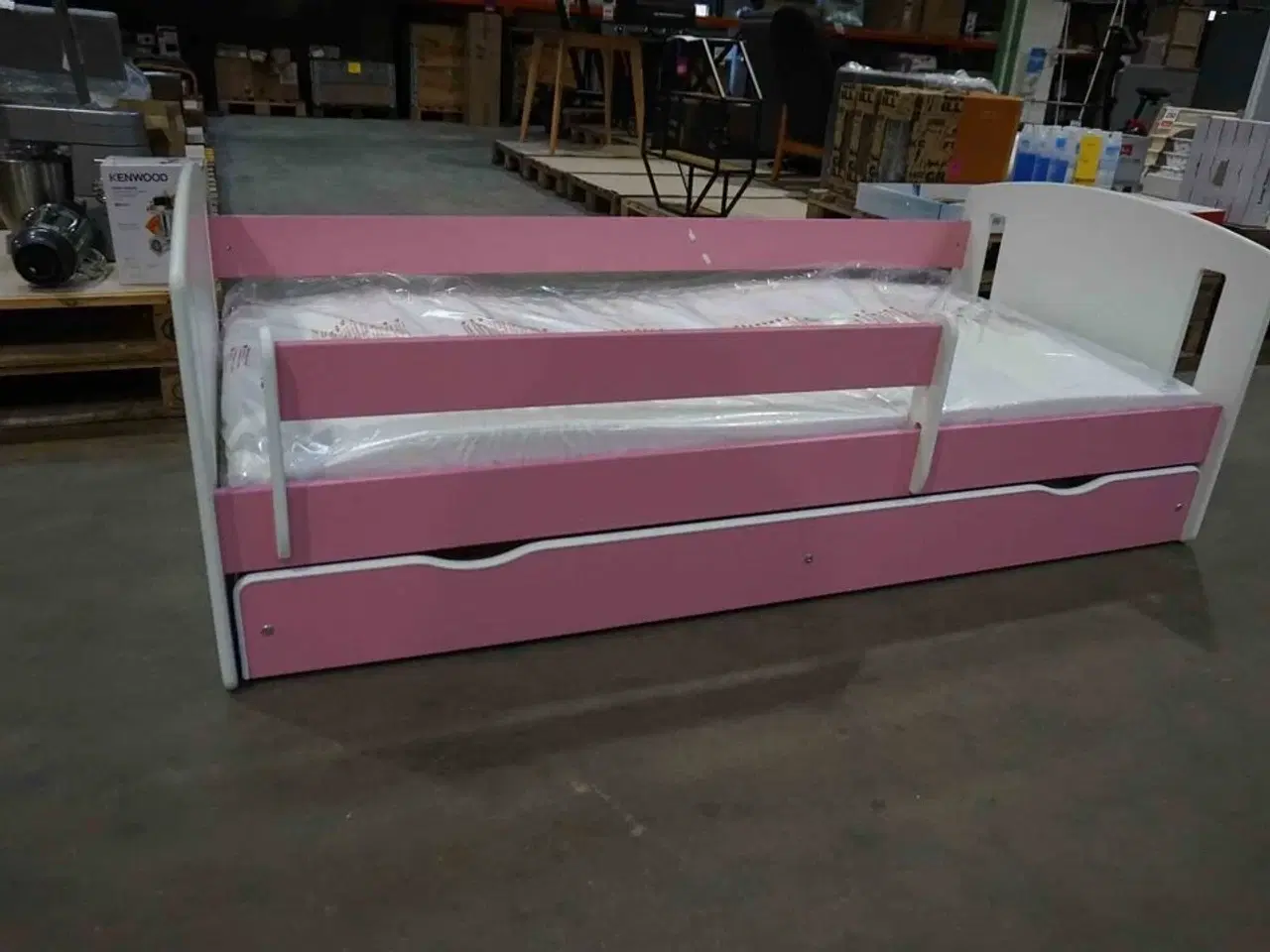 Billede 2 - Juniorseng med skuffe og madras 80x180 cm Hvid/rose