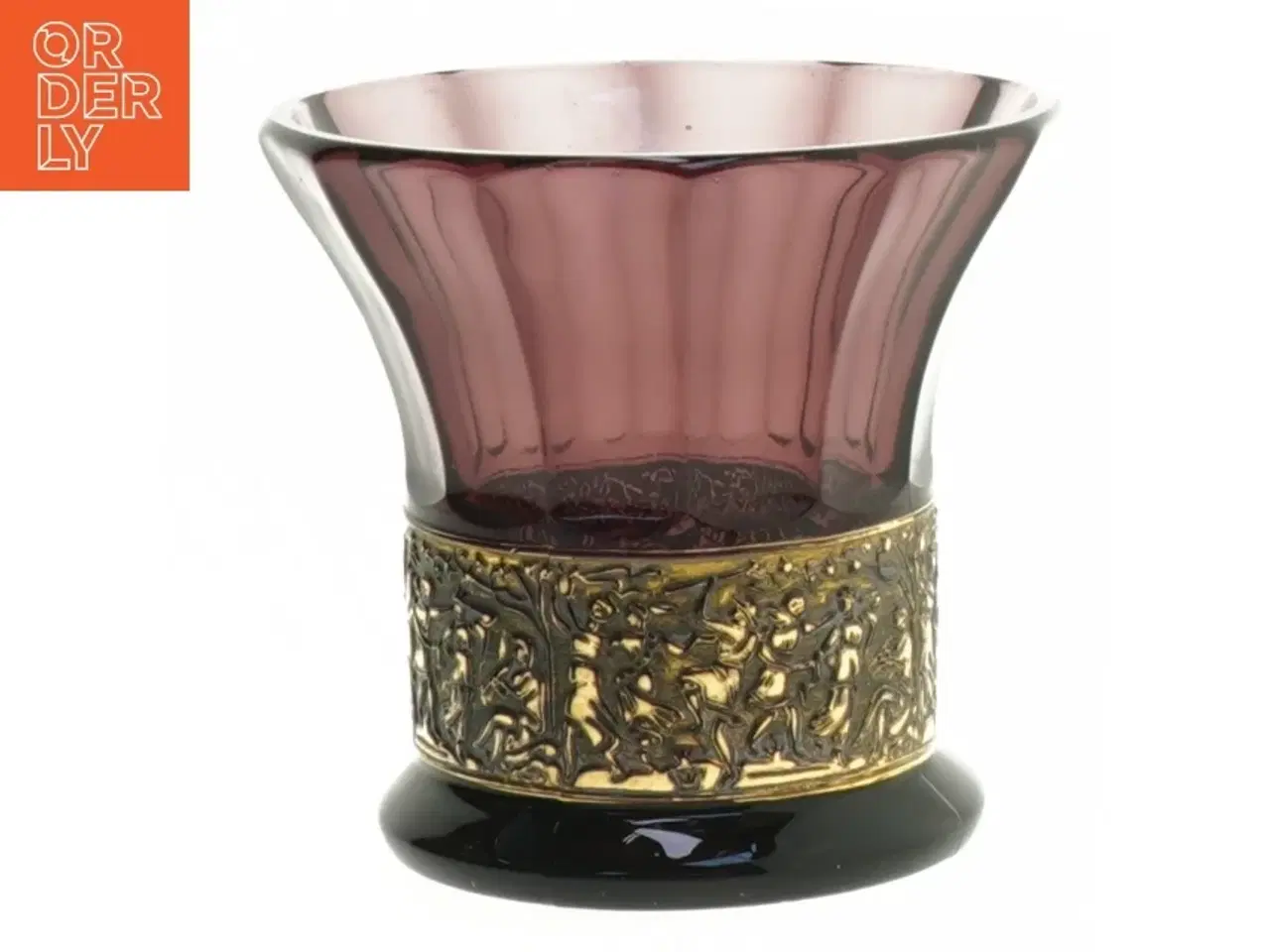 Billede 1 - Antik ametyst Glasvase med guldbånd fra Walther (str. Ø 10 cm)