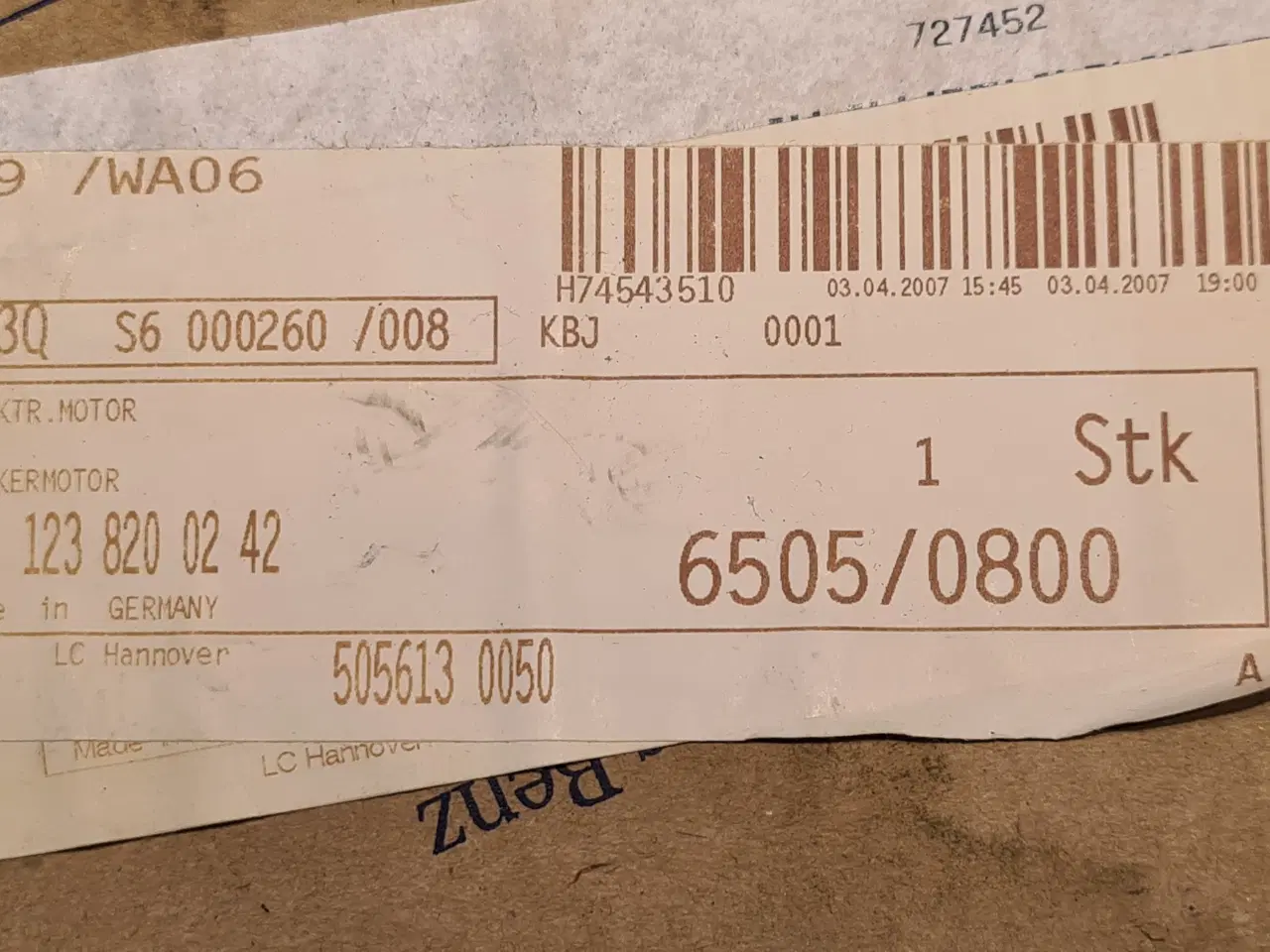 Billede 3 - MERCEDES-BENZ viskermotor 1238200242 W123 76-84