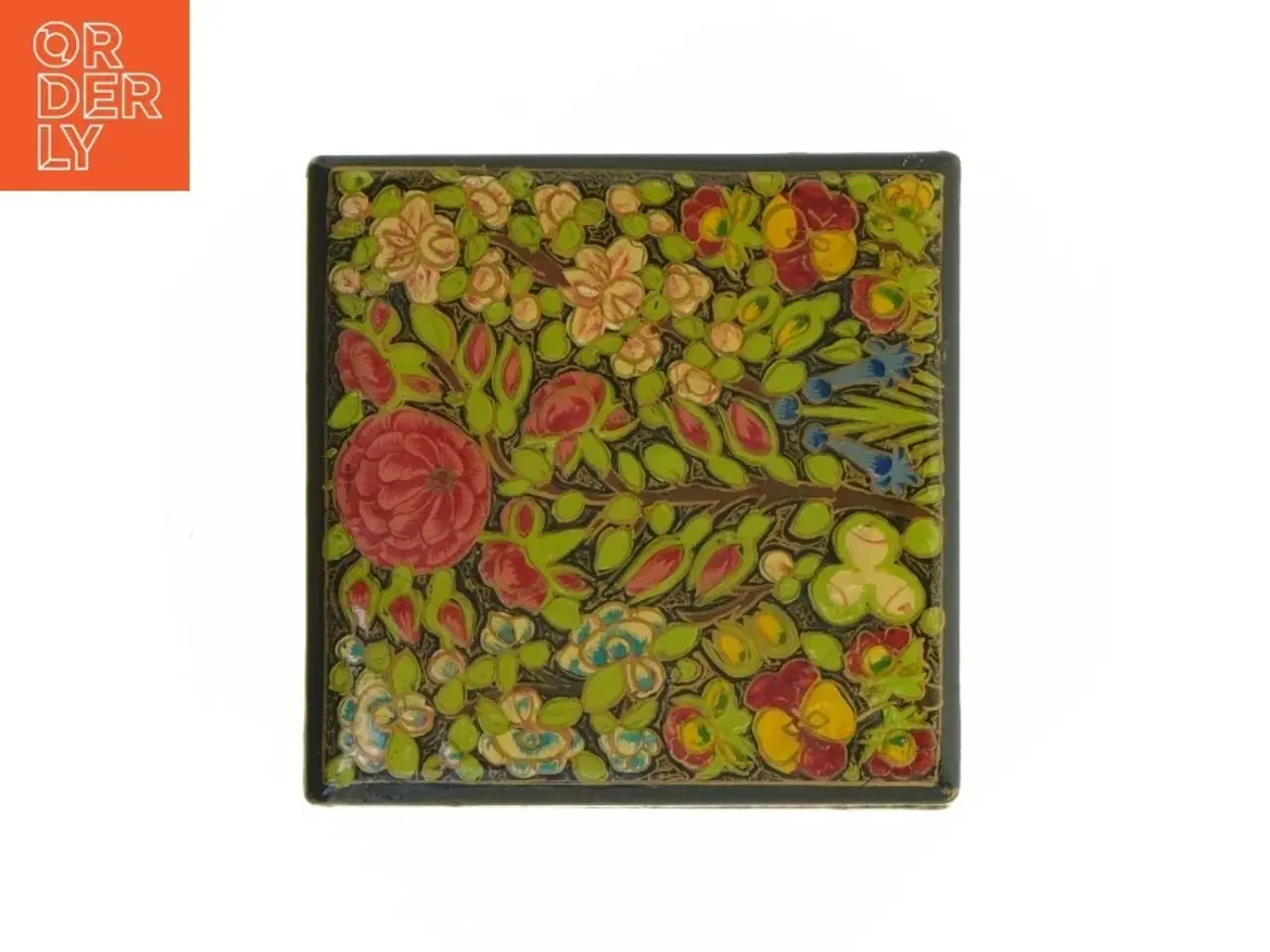 Billede 5 - Dekorativ Ældre Æske med håndmalet blomstermotiv (str. 11,3 x 3 cm)