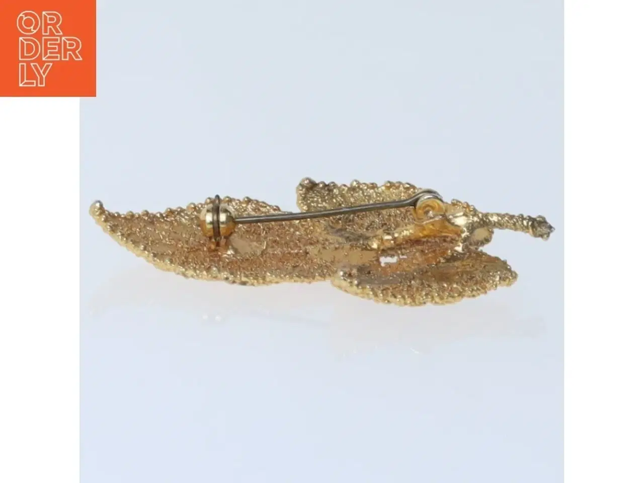 Billede 2 - Guld bladminiatyr broche (str. 6 cm)
