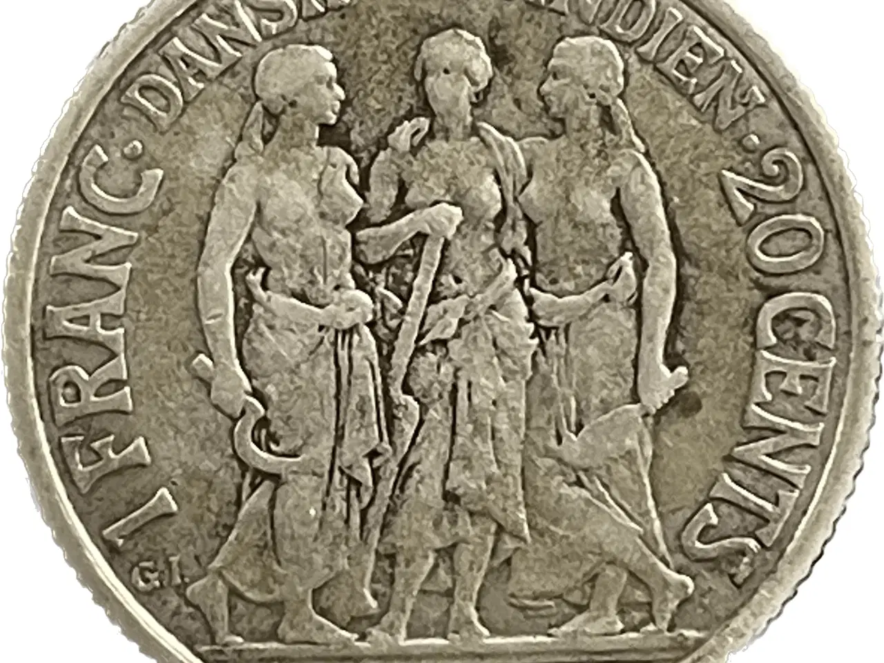 Billede 1 - 20 Cent/ 1 Francs 1907 Dansk Vestindien