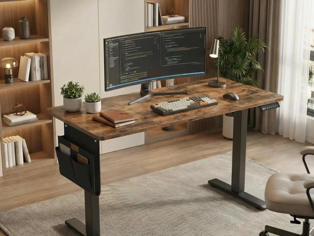 Billede 5 - Elektrisk hæve-sænkebord 180 × 80 cm med memory - vintage brun