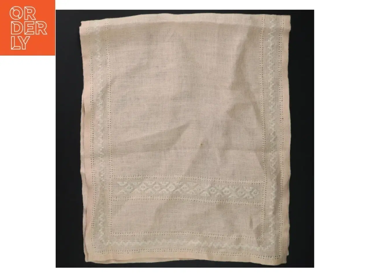Billede 1 - Bordløber/dug i hør med broderi (str. 75 x. 30 cm)