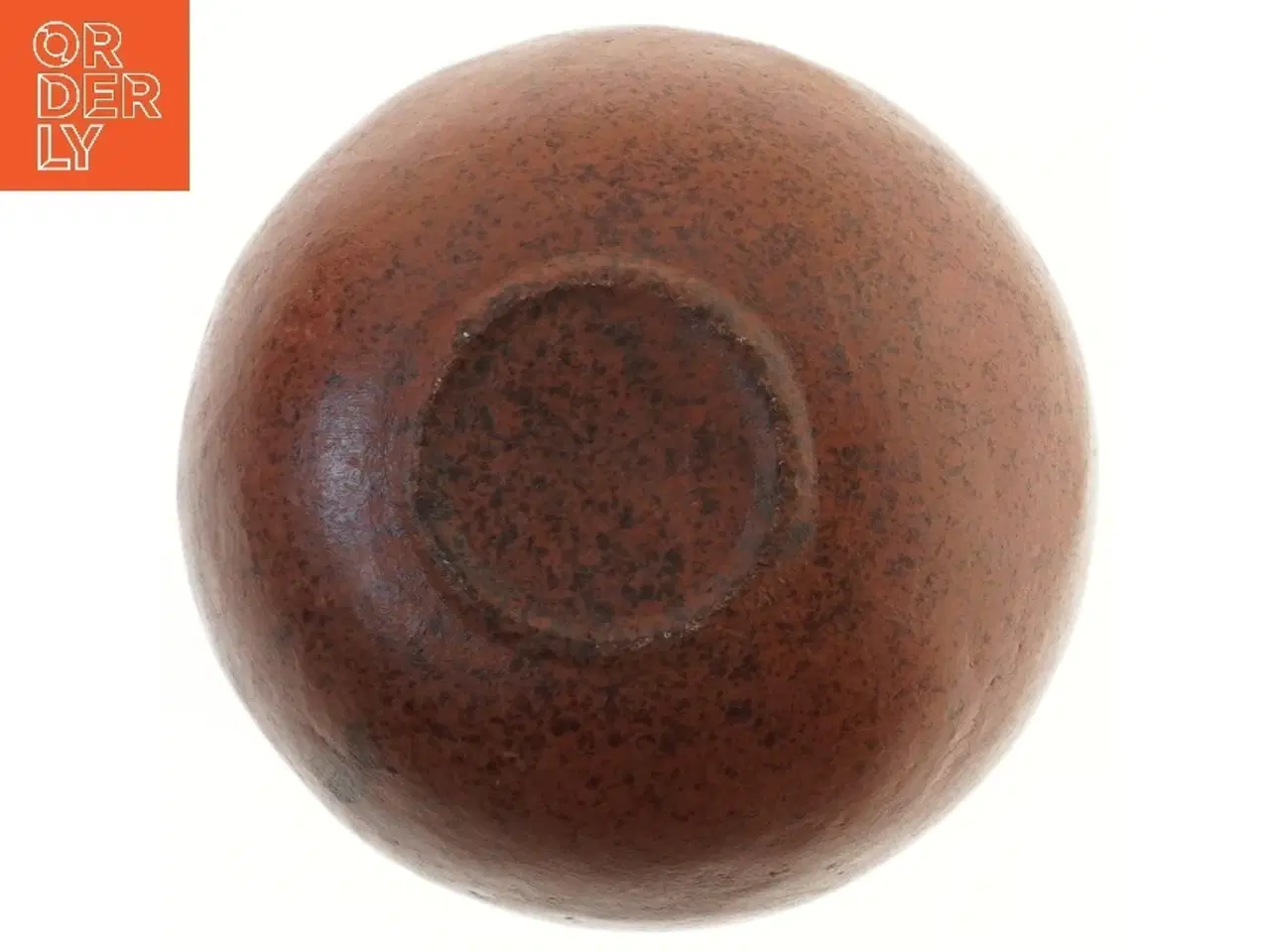 Billede 3 - Brun keramikvase med flettet kant (str. 21x21 cm)