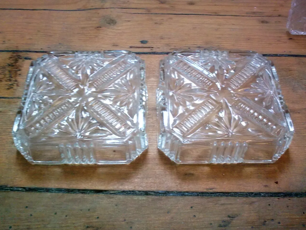 Billede 17 - Kronelys glas facet stage & 2 vintage skåle