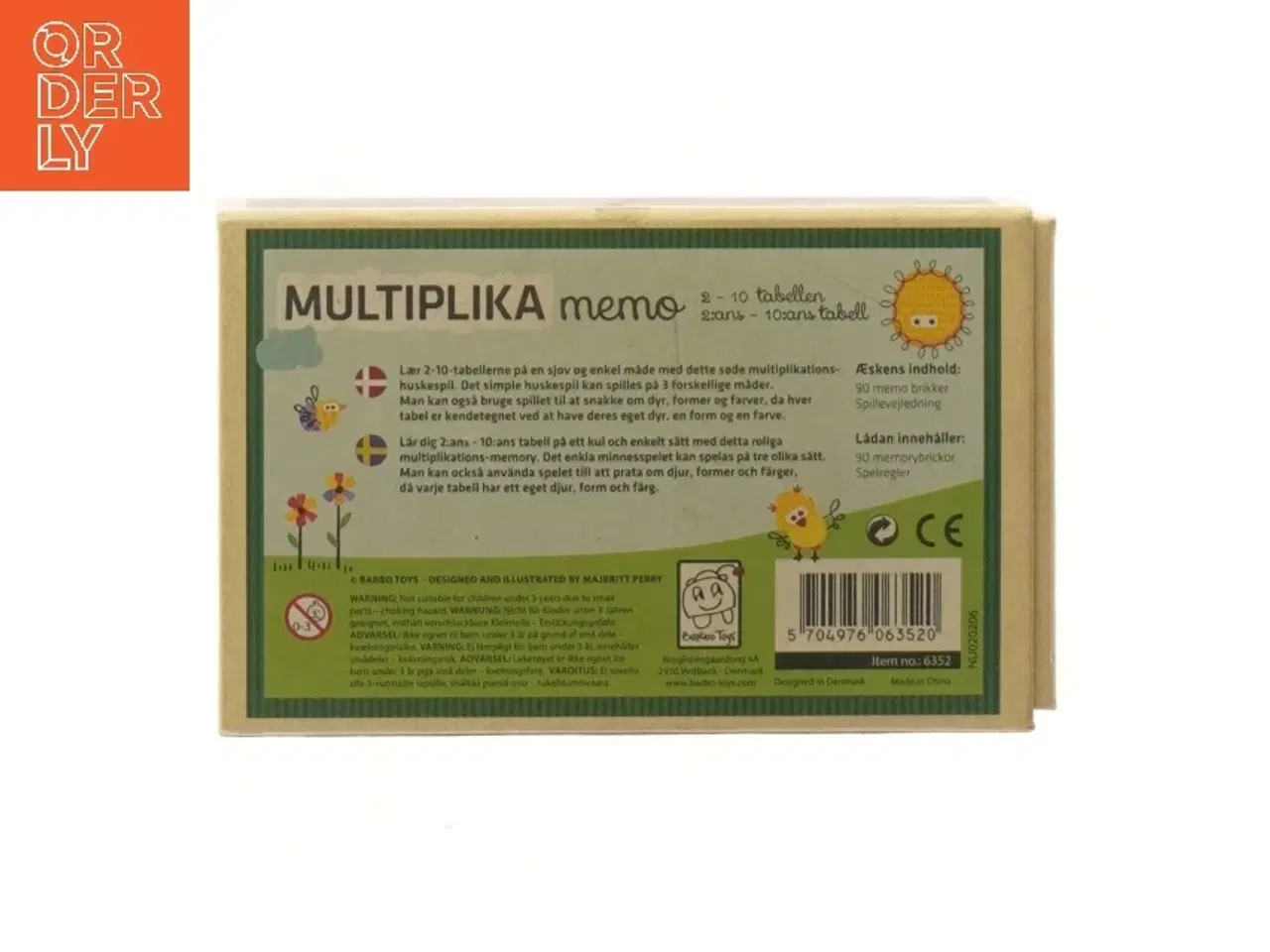 Billede 2 - Multiplikation memo spil fra Barbo Toys (str. 17,5x11 cm)