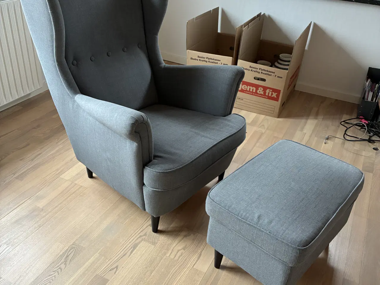 Billede 1 - ikea strandmon lænestol med skammel