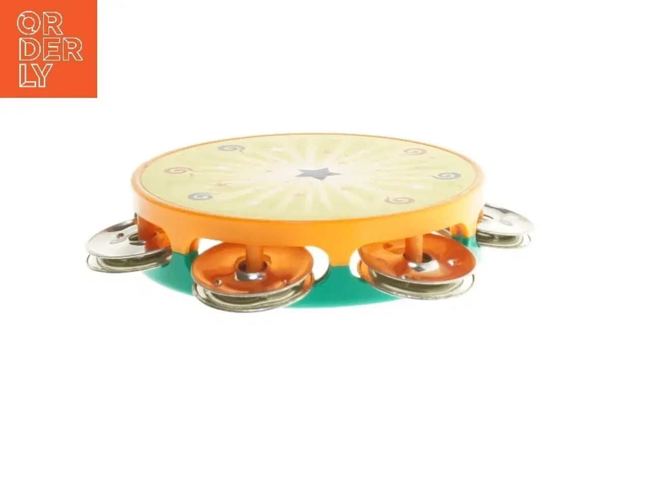 Billede 2 - Børnetamburin med farverigt design (str. 10,5 cm)