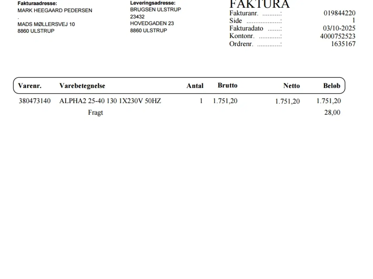 Billede 4 - Grundfos ALPHA2 25-40 130