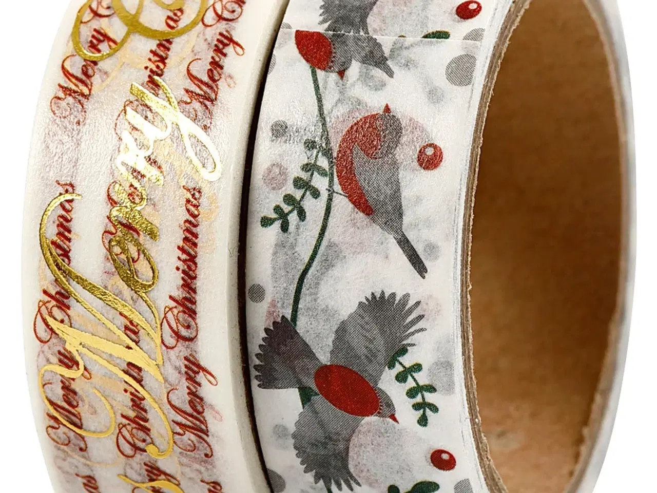 Billede 1 - Masking Tape, glædelig jul og fugle - folie, B: 15 mm, 2x4m/ 1 pk.