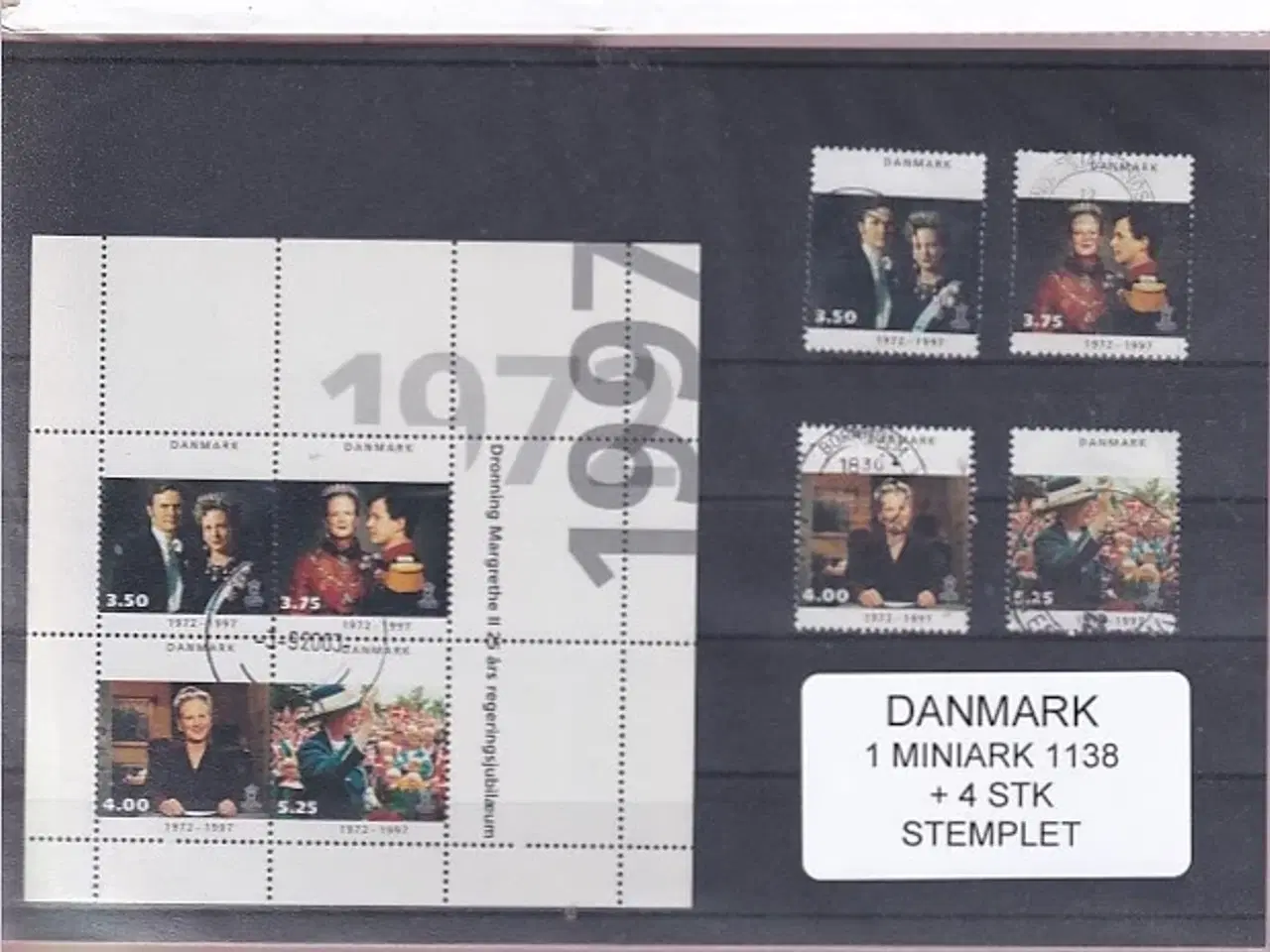 Billede 1 - Danmark - Miniark 1338  + enkeltmærker - Stemplet