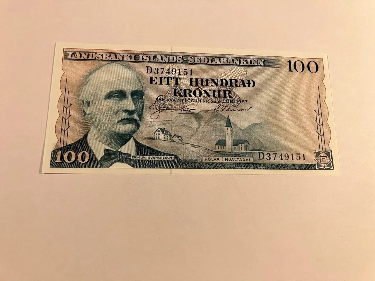 Billede 1 - 100 Kronur Iceland 1957