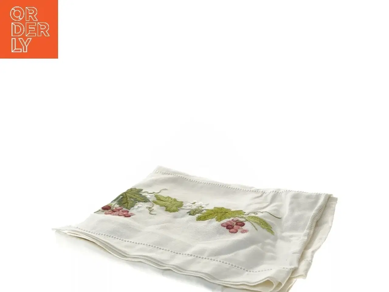 Billede 2 - Broderet dug med blomsterdesign (str. 110x105 cm)