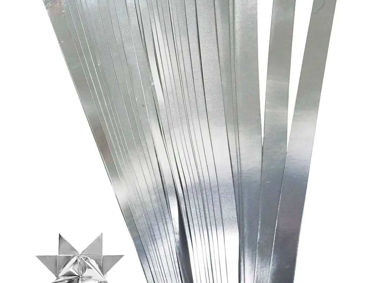 Billede 1 - Stjernestrimler, L: 45 cm, diam. 6,5 cm, B: 15 mm, sølv, 100 strimler/ 1 pk.