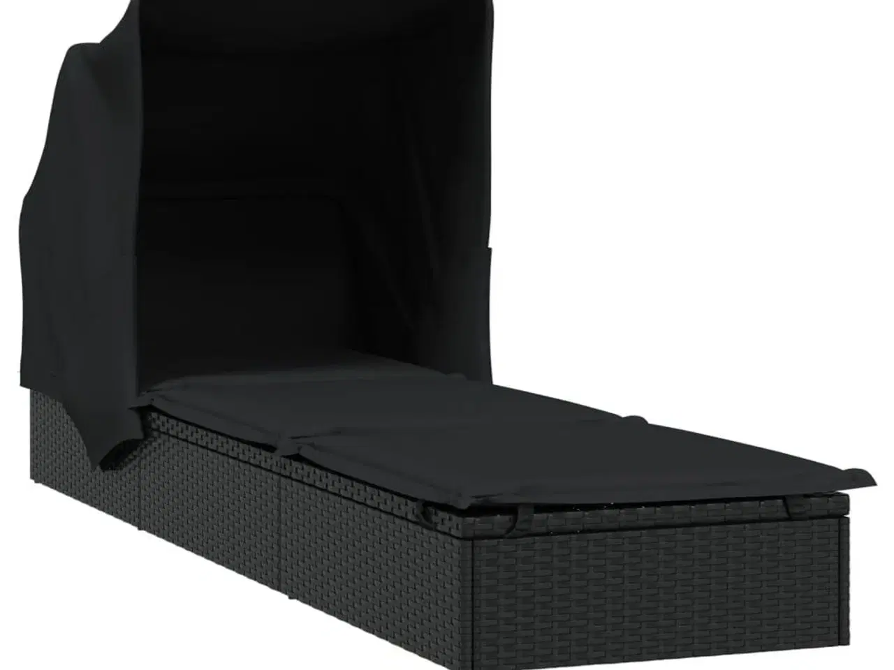 Billede 4 - Liggestol med foldbart tag 213x63x97 cm polyrattan sort