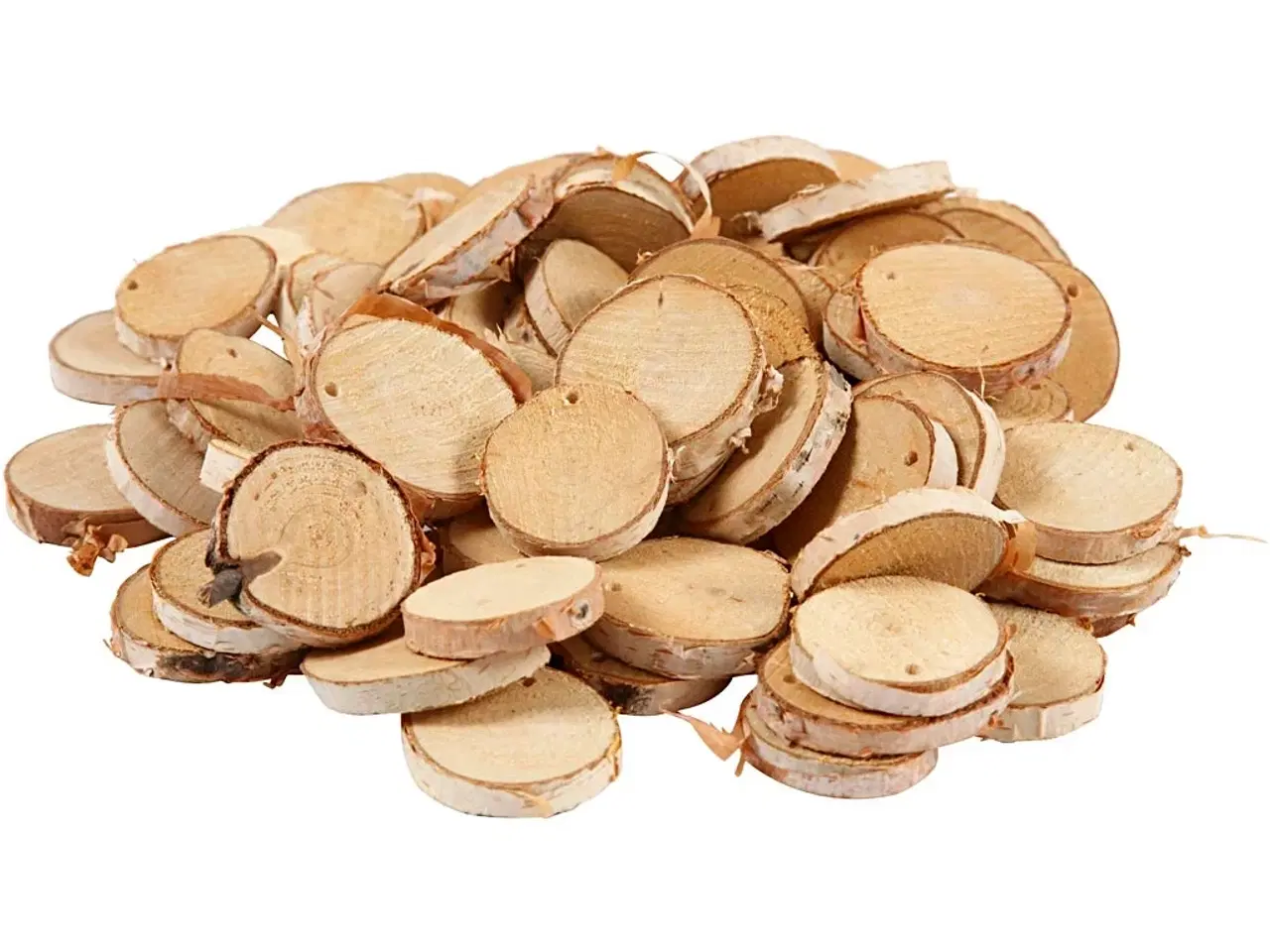 Billede 1 - Træskiver med hul, diam. 35-45 mm, hulstr. 4 mm, tykkelse 7 mm, 500g/ 1 pk.