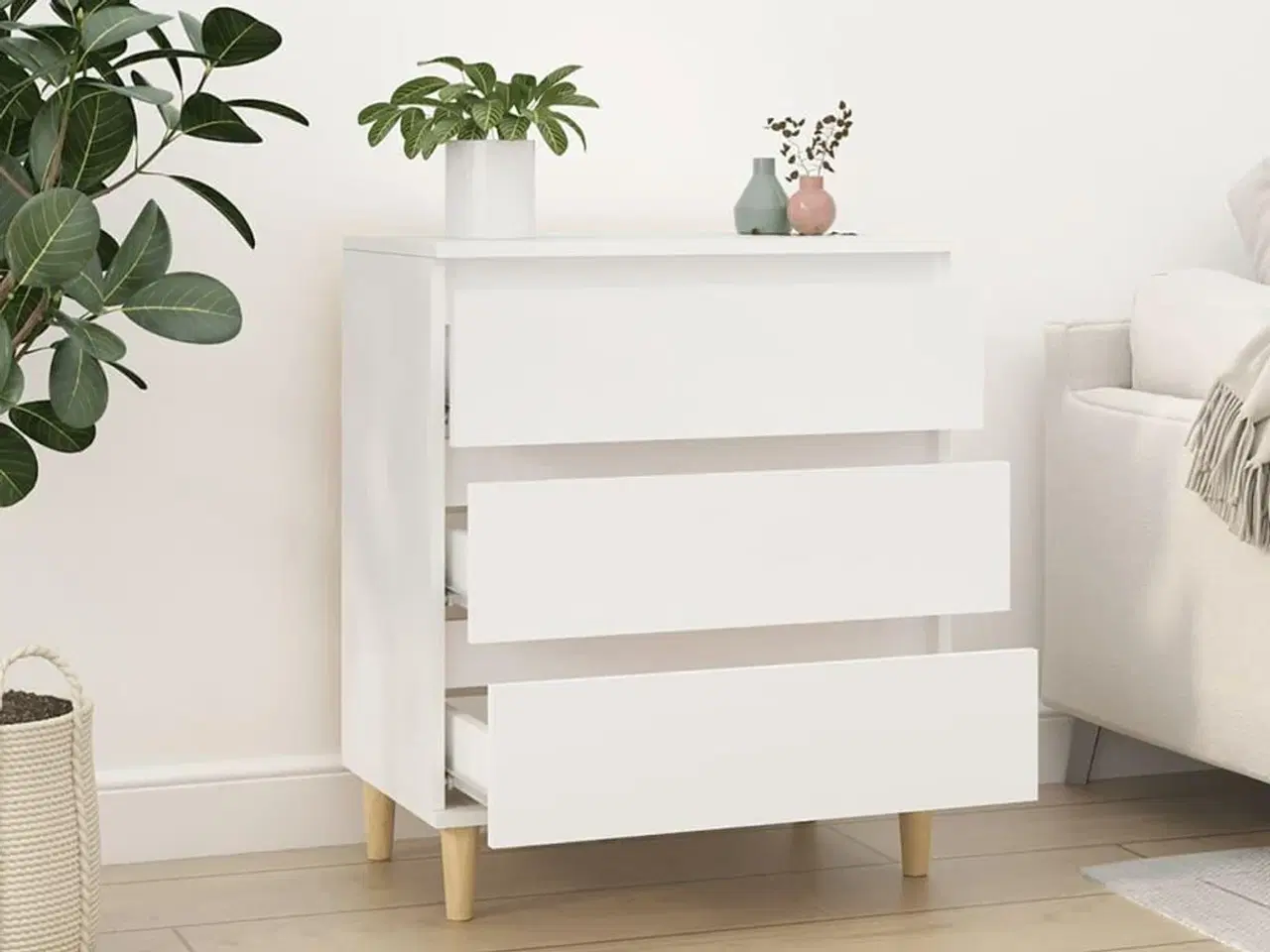 Billede 3 - Skænk 60x35x70 cm konstrueret træ hvid