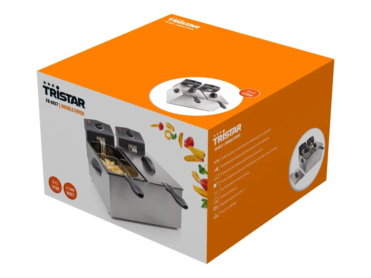 Billede 3 - Frituregryde dobbelt 6 liter – Tristar 3.600 W