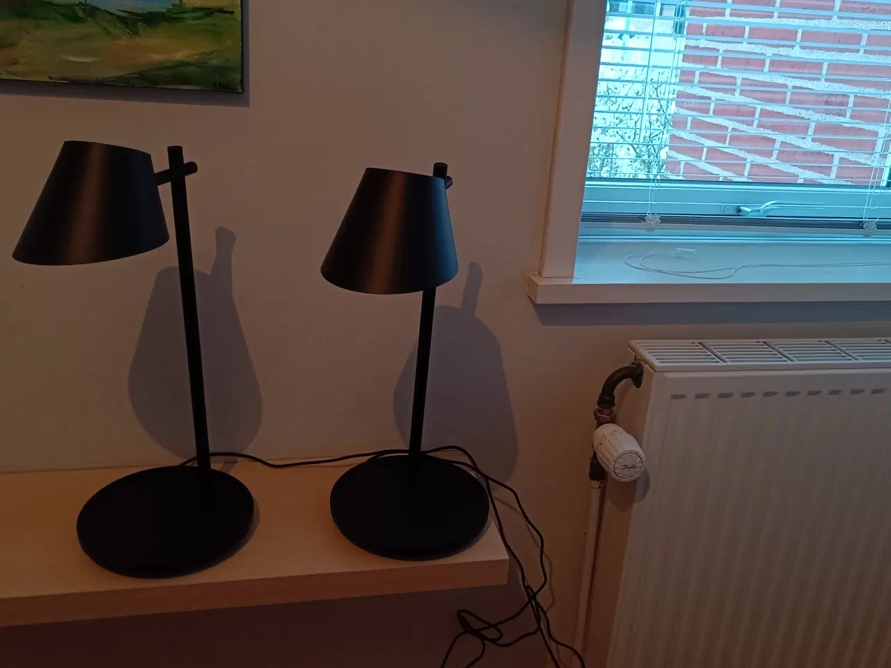 Billede 1 - Bordlamper, 2 stk. sortlakeret metal