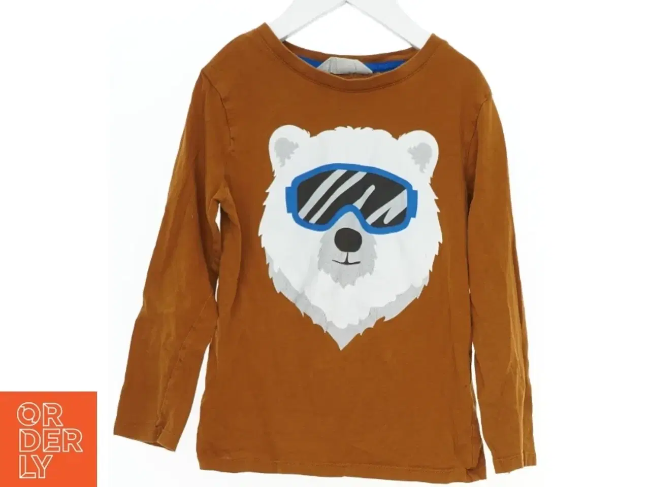 Billede 1 - Brun langærmet bluse med isbjørne print fra H&M (str. 110)