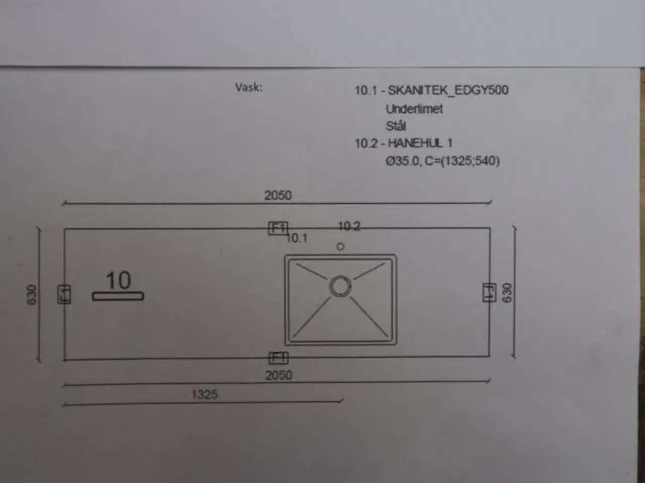 Billede 2 - Køkken Bordplade med underlimet stålvask