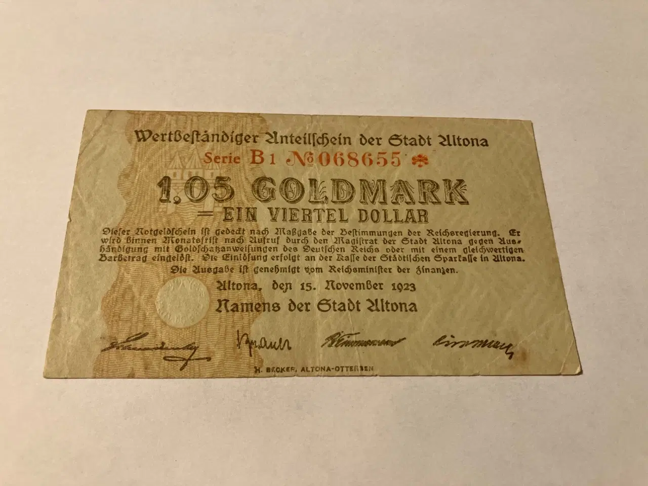 Billede 1 - 1,05 Goldmark Germany banknote